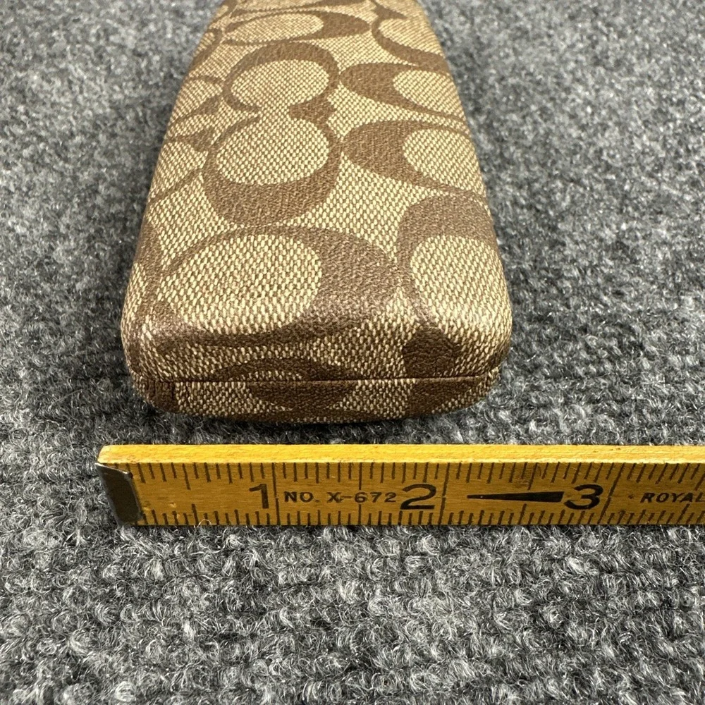 Coach Signature Monogram Eyeglass Case Hard Shell Brown Khaki Sunglasses